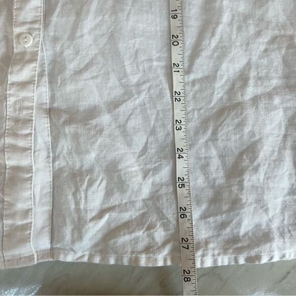 August Silk options white linen blouse with floral embroidery size L - Picture 6 of 8